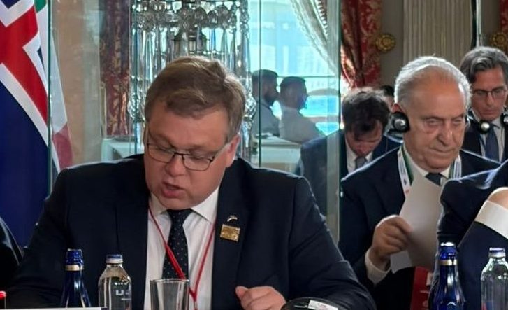 Riigikogu esimees Lauri Hussari kõne NATO spiikrite parlamentaarsel tippkohtumisel Istanbulis 29.06.2026. Foto: Anu Mõtsla / Riigikogu Kantselei