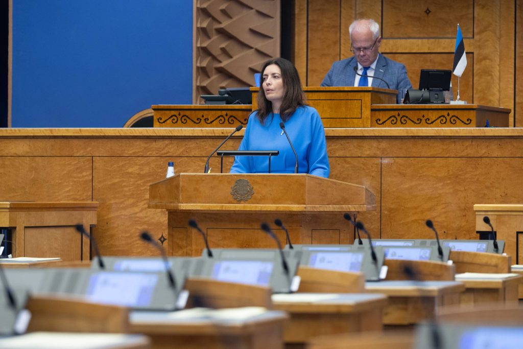 Sotsiaalminister Karmen Joller umbusaldusavalduse arutelul. Foto: Erik Peinar